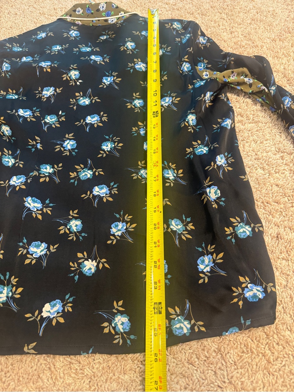 NWT Sandro Paris Crepe & Satin Noisette Shirt In Black Floral Size 3 - Picture 10 of 11
